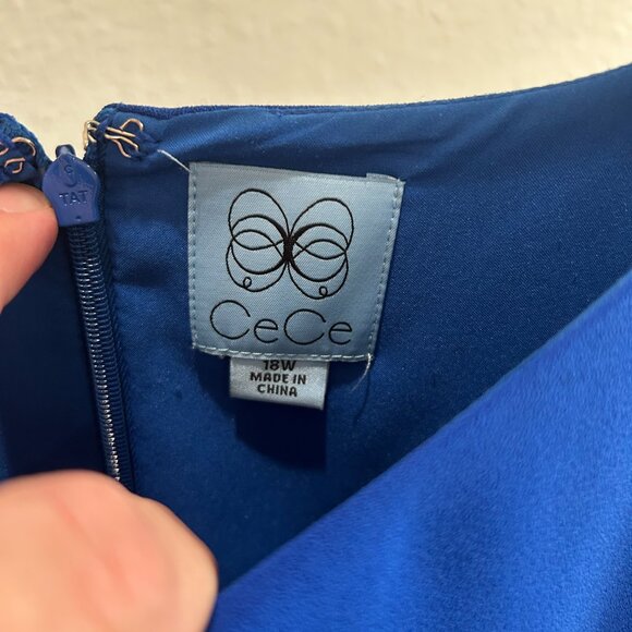 CeCe Gorgeous Blue Shift Dress with ¾ Tie Sleeves, 18W NWOT - Picture 5 of 5
